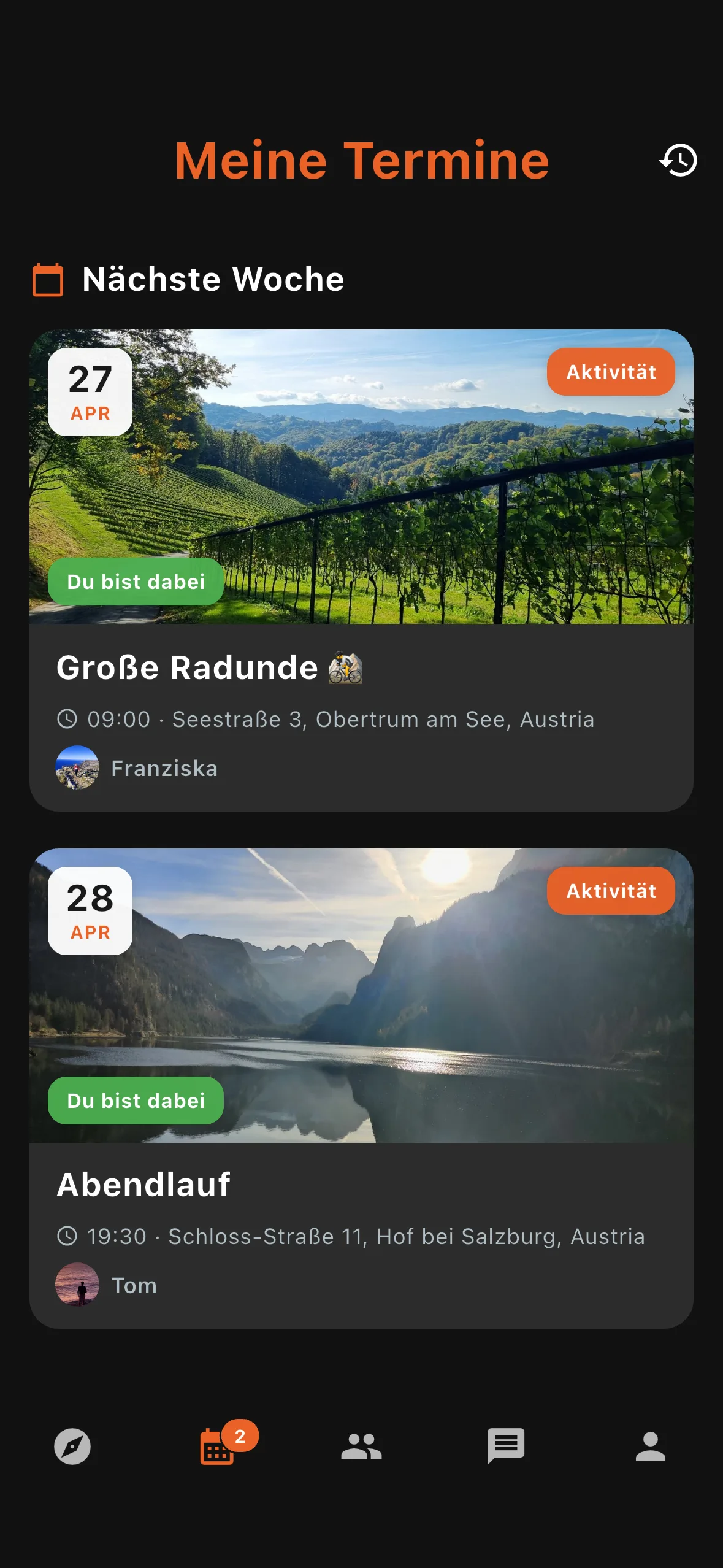 Meine Termine Screen