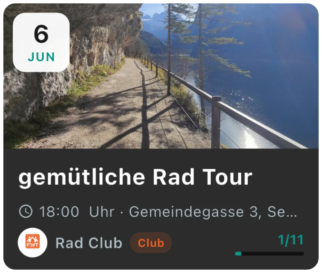 Beispiel einer Club-Aktivität in der FYT-App