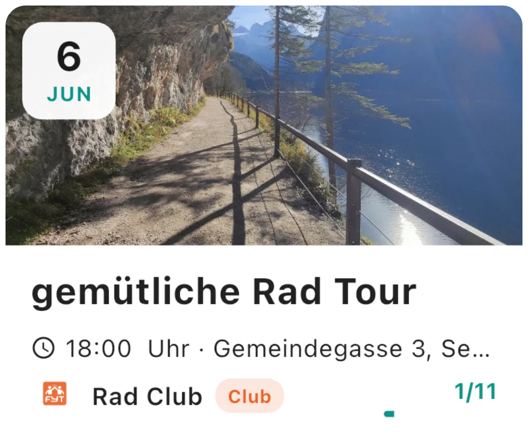 Beispiel einer Club-Aktivität in der FYT-App