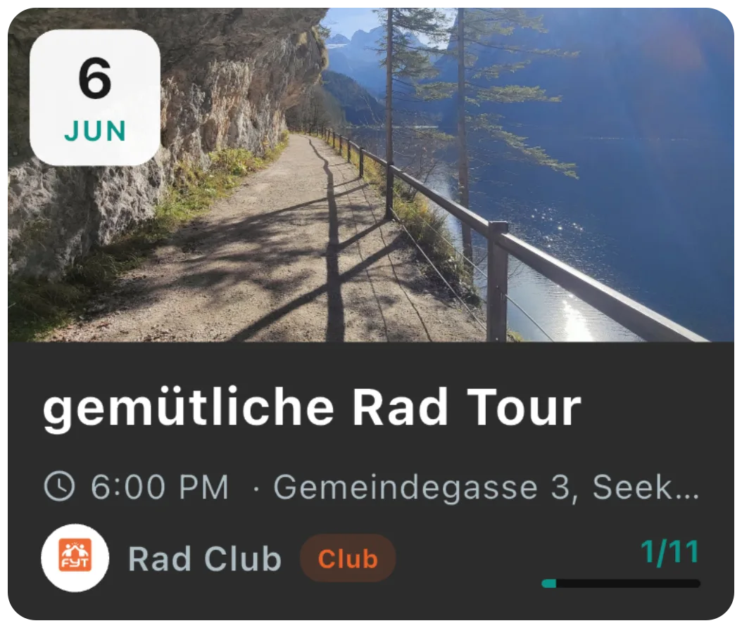 Example of a club activity in the FYT app