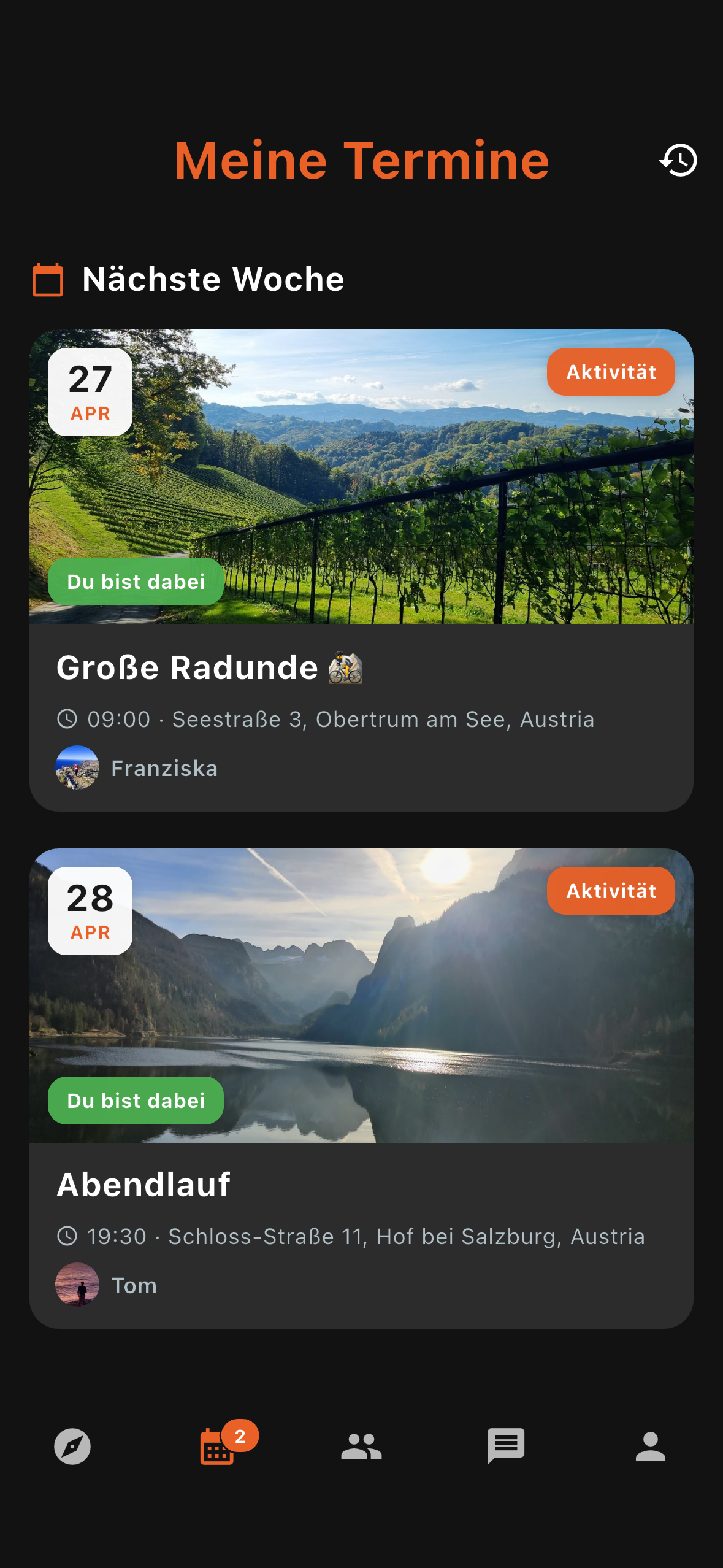 Meine Termine Screen